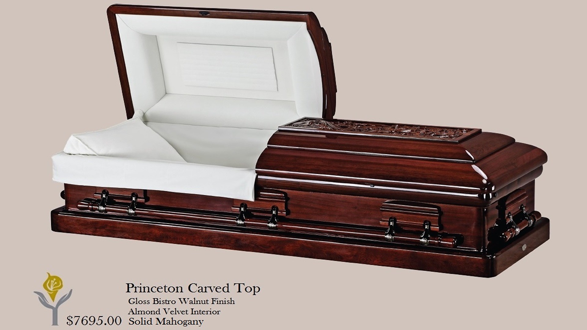 Princeton Carved Top - Solid Mahogany with Velvet Interior